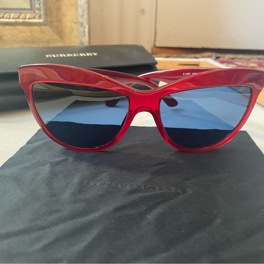 Burberry Red Cat-Eye Sunglasses | Brand New Full Set